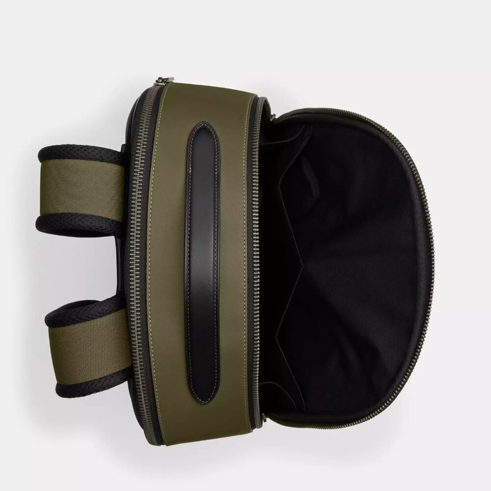 NWT Coach CO992 Ethan Canvas & Calf Leather Backpack in Gunmetal/Olive Drab - Picture 4 of 8
